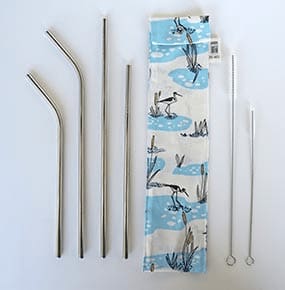 Stainless Steel Straw Set of 4 with Cleaning Brushes and Cloth Pouch