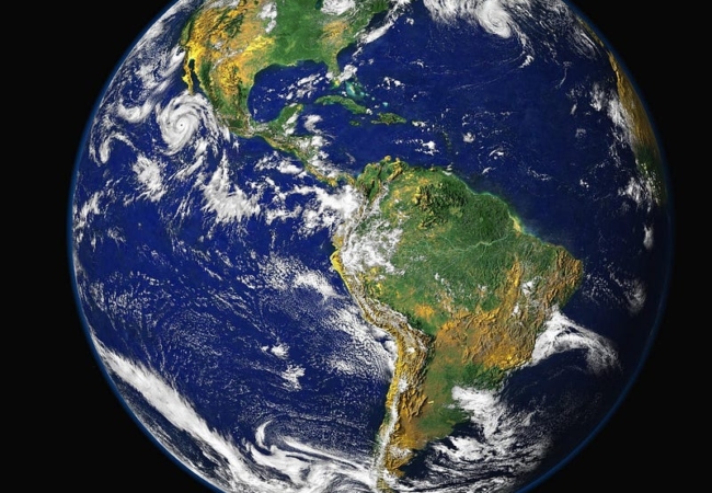 A photo of Earth from space.
