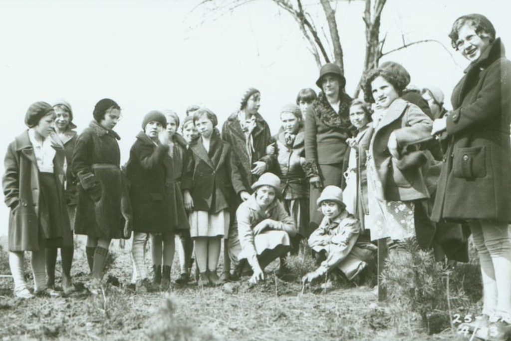 Girl Scout troops plant trees at Goodyear Heights Metro Park 1930s