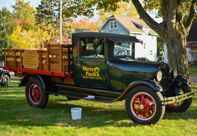 SMP's Model AA truck on display at Goodyear Heights Metro Park during Truck-or-Treat event