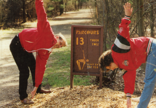 Visitors using the Parcours Trail at Goodyear Heights Metro Park in the 1980s