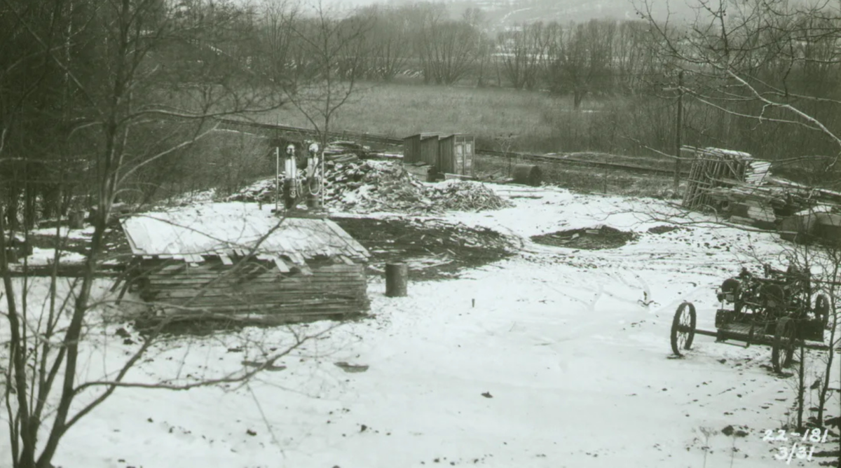 Black And White Image Of Maintenance Facility Complex