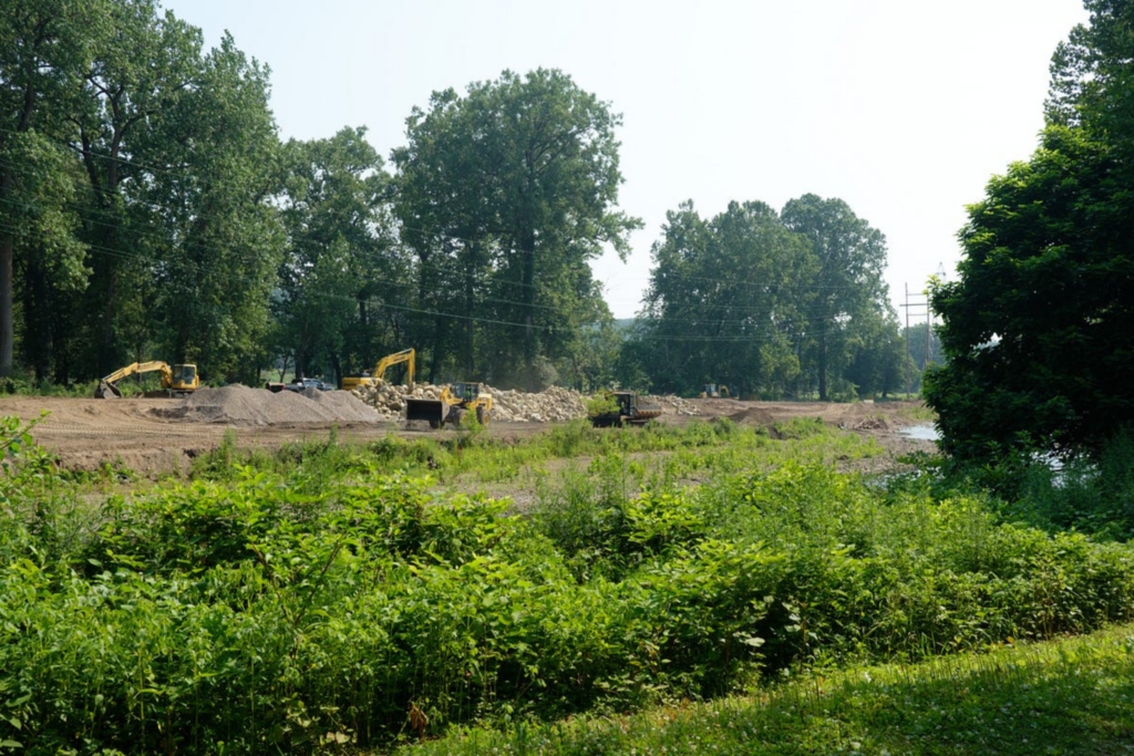 construction crews work on the Valley View Area