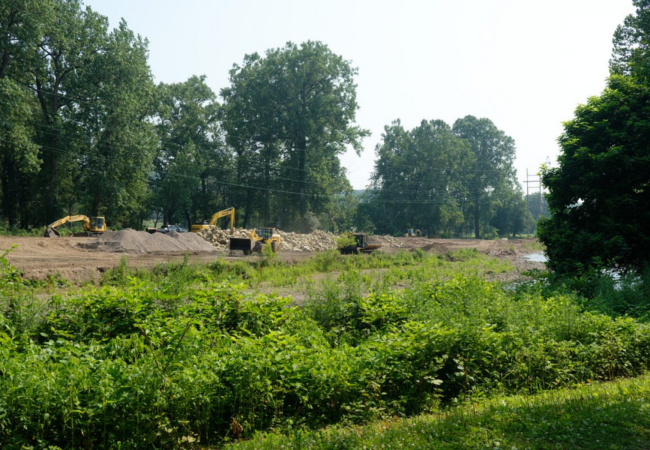 construction crews work on the Valley View Area