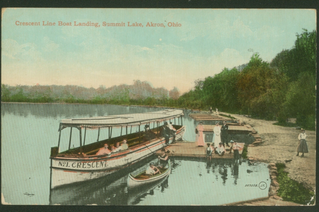 vintage postcard of Crescent Boat Line Boat Landing at Summit Lake