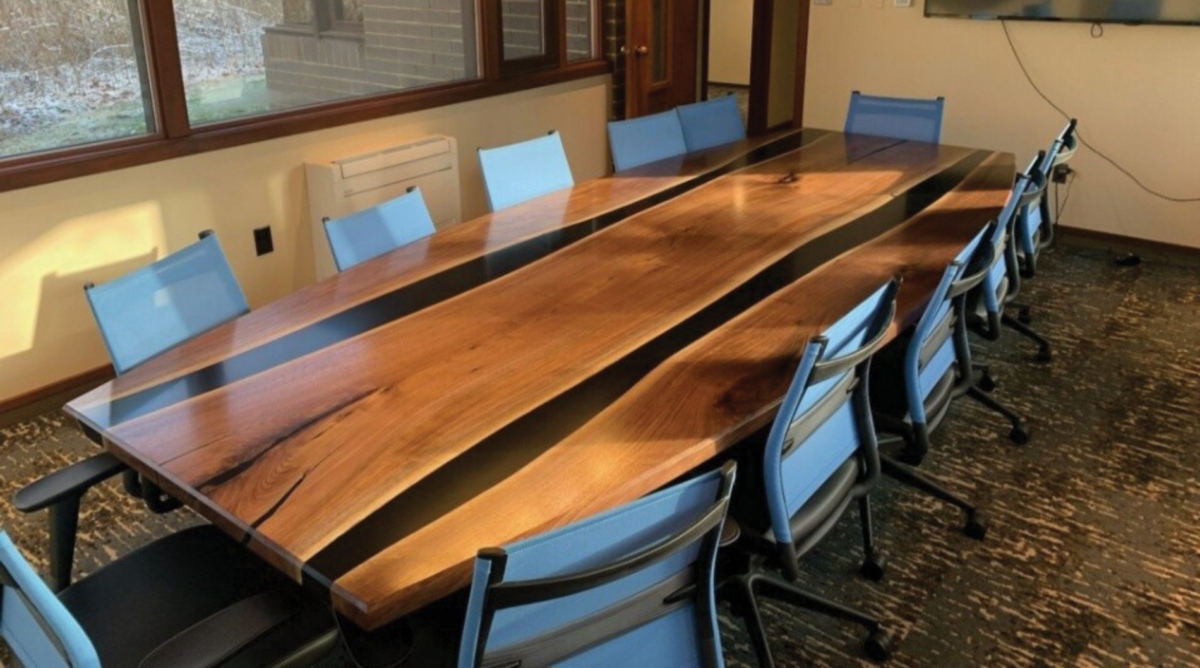 finished conference table at headquarters